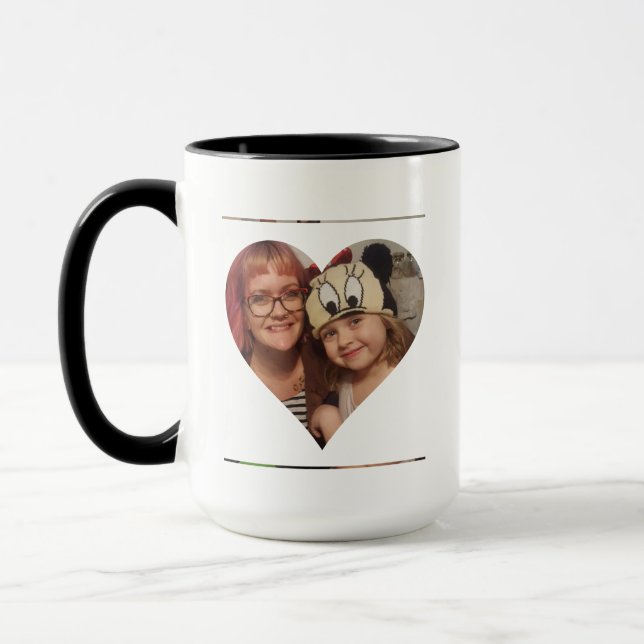 Personalisiertes Herz-Foto und Nachricht für Mama Tasse (Links)
