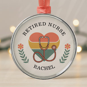 Personalisiertes Herz für pensionierte Krankenschw Ornament Aus Metall