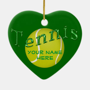 PERSONALISIERTES Herz-geformte Tennis-Verzierungen Keramikornament