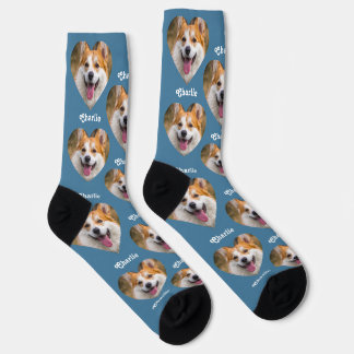 Personalisiertes Herz-Haustier-Foto-Muster mit Nam Socken