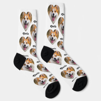 Personalisiertes Herz-Haustier-Foto-Muster mit Nam Socken