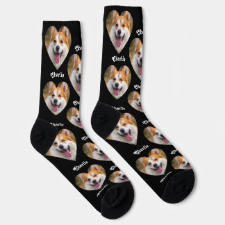 Personalisiertes Herz-Haustier-Foto-Muster mit Nam Socken