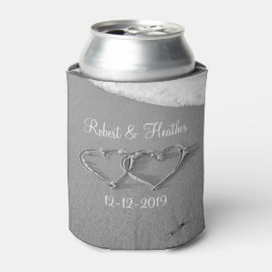 Personalisiertes Herz in Sand Hochzeit kann Kühle Dosenkühler