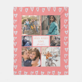 Personalisiertes Herz Liebe Rosa Collage Oma Fleecedecke