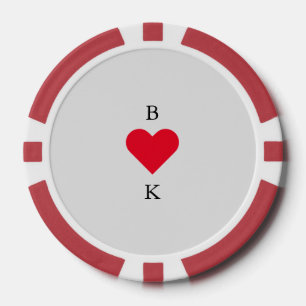 Personalisiertes Herz Rot & Grau Pokerchips