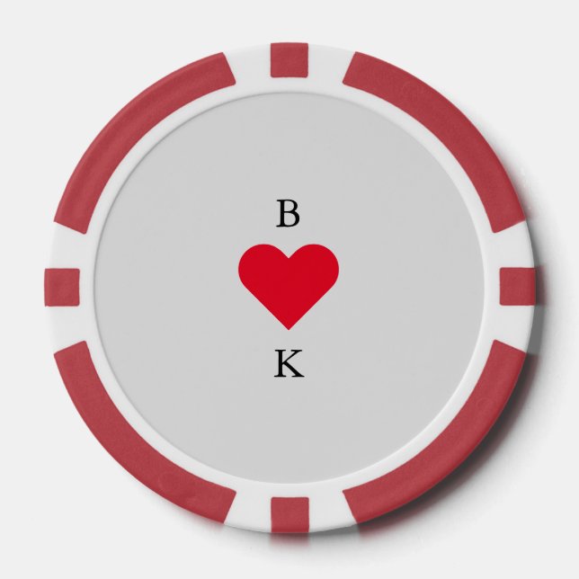 Personalisiertes Herz Rot & Grau Pokerchips (Vorderseite)