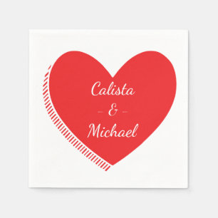 Personalisiertes Herz Rot und Weiß Hochzeit / Part Serviette