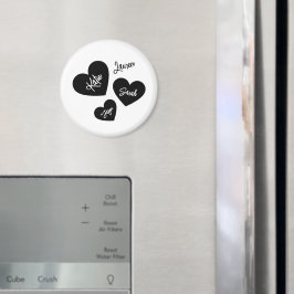 Personalisiertes Herz - Schwarz-Weiß-Kühlschrank d Magnet