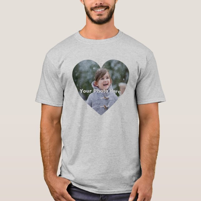 Personalisiertes Herz-Shaped Foto Männer T - Shirt (Vorderseite)