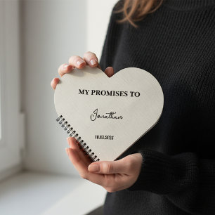 Personalisiertes Herz-Shaped Vow Book Meine Versp Notizbuch