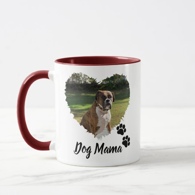 Personalisiertes Herz und Pfoten Haustier Foto Zwe Tasse (Links)
