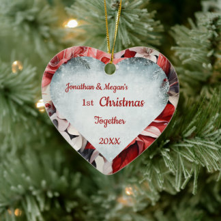 Personalisiertes herzförmiges Weihnachtsstern-Weih Keramik Ornament