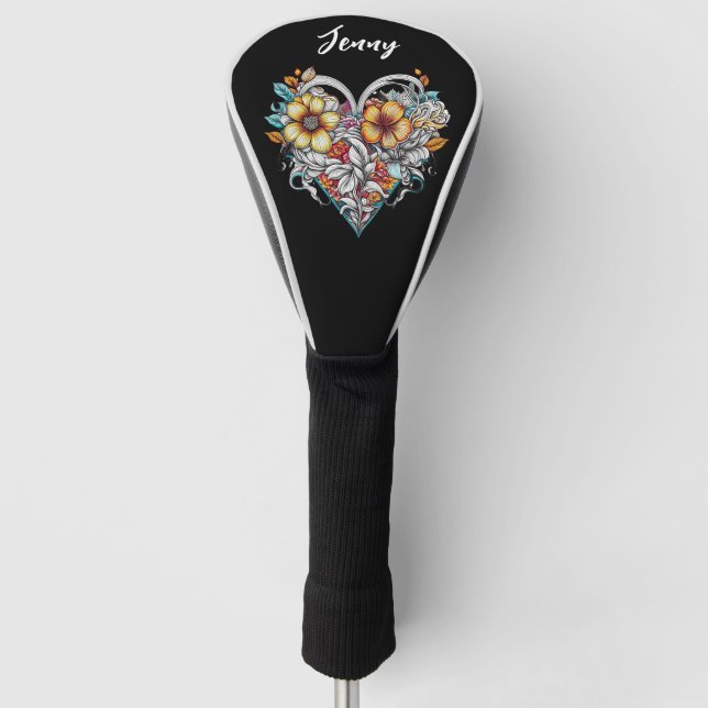 Personalisiertes Herzherz Romantik Golf Headcover (Vorderseite)