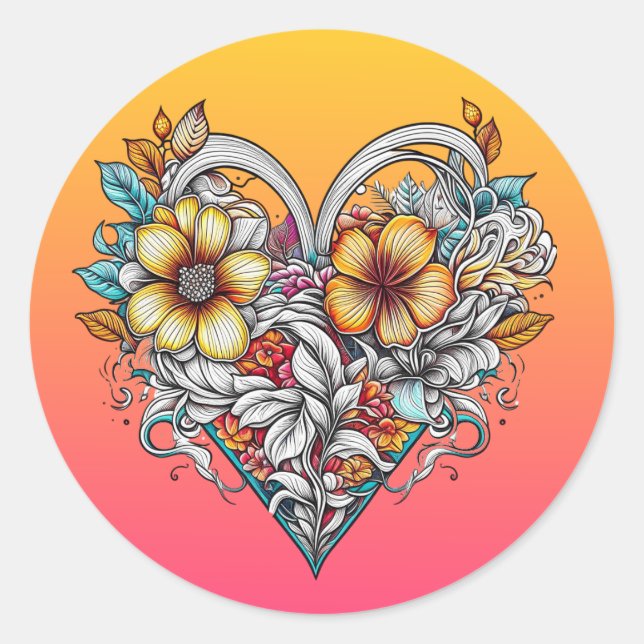 Personalisiertes Herzherz Romantik Runder Aufkleber (Vorderseite)