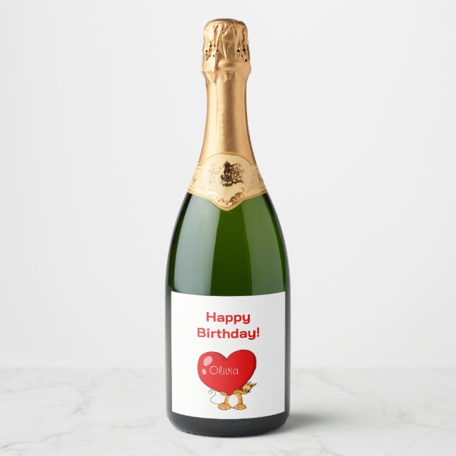 Personalisiertes Herzkatze zum Geburtstag (Vorderseite)