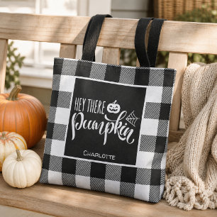 Personalisiertes Hey There Pumpkin Schwarz Büffel Tasche
