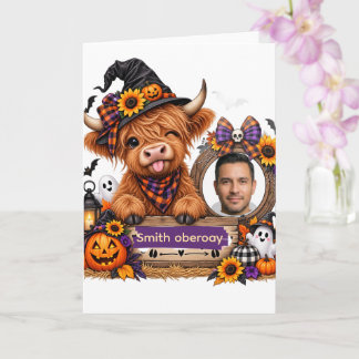 Personalisiertes Highland-Kuh-Halloween Karte
