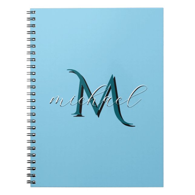 Personalisiertes Himmelblau Monogramm Anfangsbuchs Notizblock (Vorderseite)