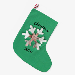 Personalisiertes Hinzufügen von Fotoschneeflocke a Großer Weihnachtsstrumpf