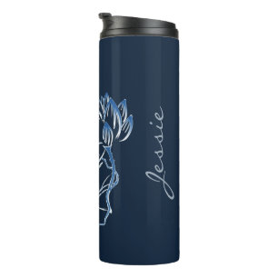 Personalisiertes Hinzufügen von Namen Navy Blue Lo Thermosbecher