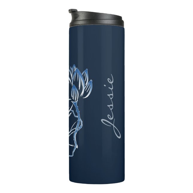 Personalisiertes Hinzufügen von Namen Navy Blue Lo Thermosbecher (Nach rechts gedreht)