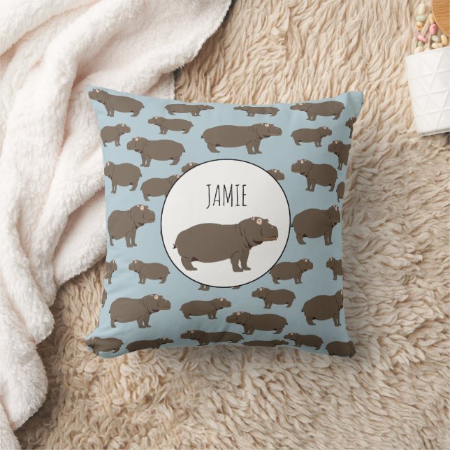 Personalisiertes Hippopotamus Hippo-Muster Kissen (Decke)