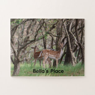 Personalisiertes Hirsch-Wald-Foto-Puzzle