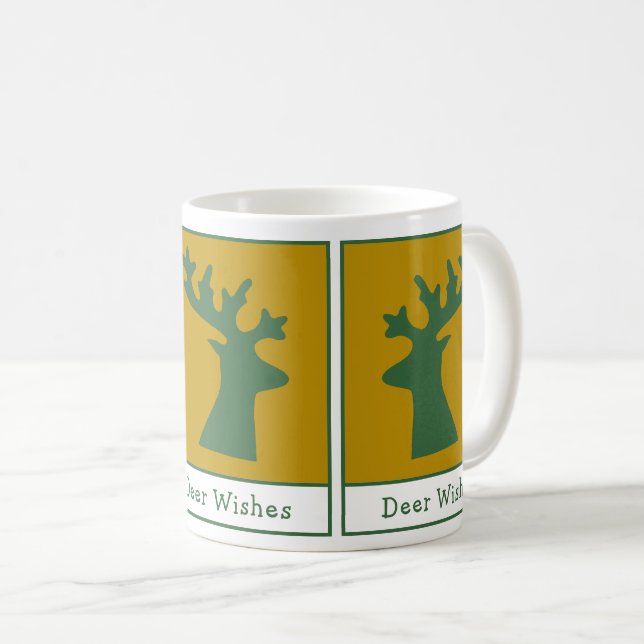 Personalisiertes Hirsche wünscht Urlaub Art Green  Kaffeetasse (VorderseiteRechts)