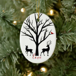 Personalisiertes Hirschpaar in der Liebe Keramik Ornament