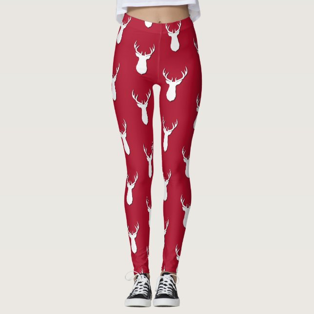 Personalisiertes Hirschtropfmuster Leggings (Vorderseite)