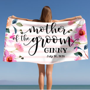 Personalisiertes Hochzeits-Blumenmotiv für die Mut Strandtuch