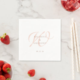 Personalisiertes Hochzeits-Cocktail-Tuch Rosa mit  Serviette
