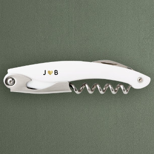 Personalisiertes Hochzeits-Herz-Paar-Monogramm Kellnermesser