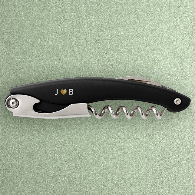 Personalisiertes Hochzeits-Herz-Paar-Monogramm Kellnermesser (Von Creator hochgeladen)