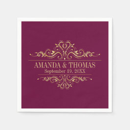 Personalisiertes Hochzeitsburgund Elegantes Papier Serviette