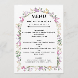 Personalisiertes Hochzeitsdinner-Menü Menükarte