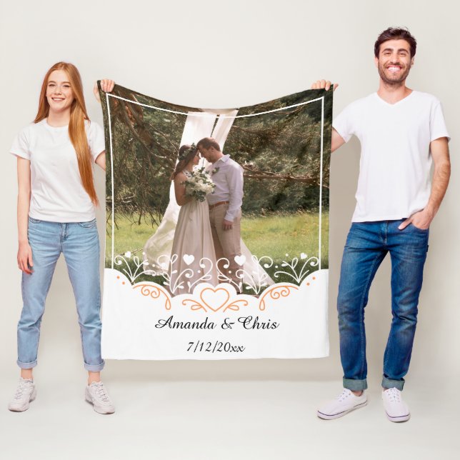 Personalisiertes Hochzeitsfest Foto rett Name und  Fleecedecke (Beispiel)