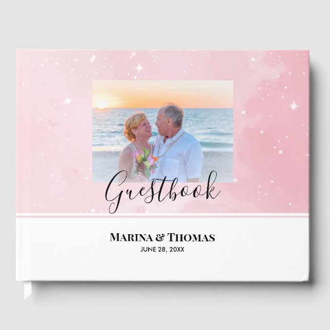 Personalisiertes HochzeitsFoto mit Funkelnd Kinder Gästebuch (Vorderseite)