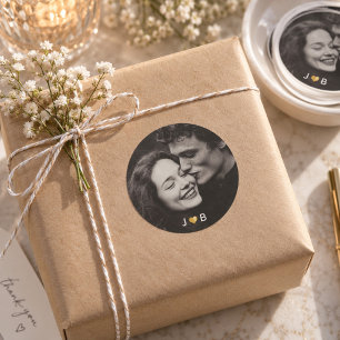 Personalisiertes Hochzeitsfoto mit individuellen I Runder Aufkleber