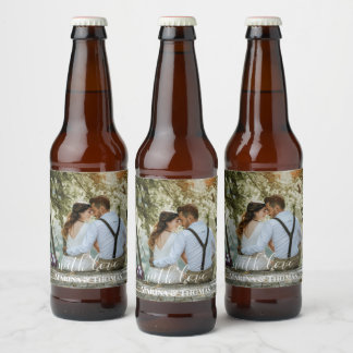 Personalisiertes HochzeitsFoto mit moderner Kallig Bierflaschenetikett