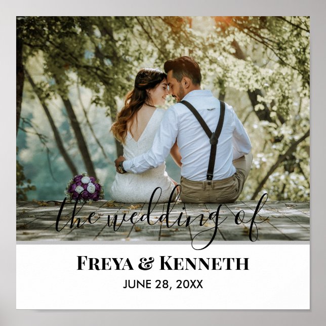 Personalisiertes HochzeitsFoto mit moderner Kallig Poster (Vorne)