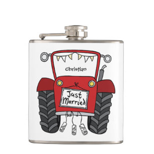 Personalisiertes Hochzeitsgeschenk für Red Tractor Flachmann