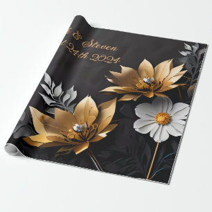 Personalisiertes Hochzeitsgeschenk Gold & Silber Geschenkpapier