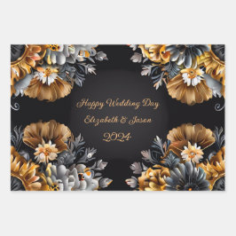 Personalisiertes Hochzeitsgeschenk Gold & Silber Geschenkpapier Set