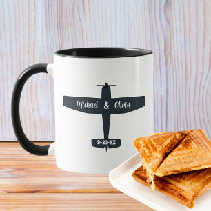 Personalisiertes Hochzeitsgeschenk Schwarzes Flugz Tasse