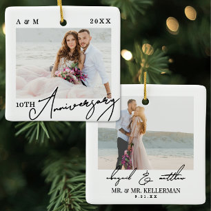 Personalisiertes Hochzeitsjubiläums-Andenkenfoto Keramikornament