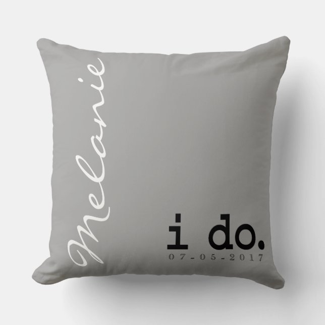 Personalisiertes Hochzeitskissen - das tue ich. Au Kissen (Vorderseite)