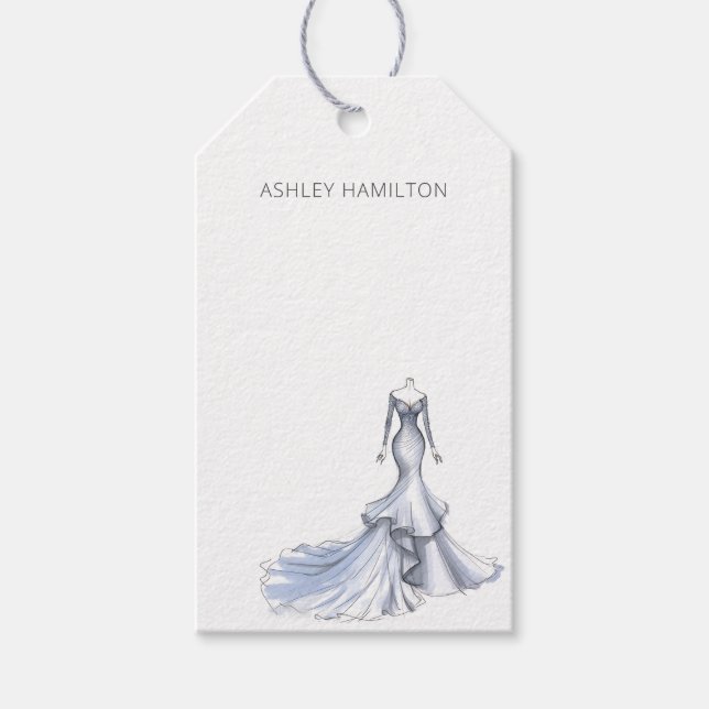 Personalisiertes Hochzeitskleid Geschenkanhänger (Vorderseite)