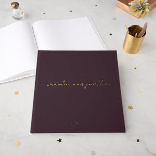 Personalisiertes Hochzeitsname Dunkles Pflaume Ele Gästebuch