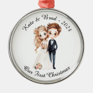 Personalisiertes Hochzeitspaar, unser erstes Weihn Ornament Aus Metall